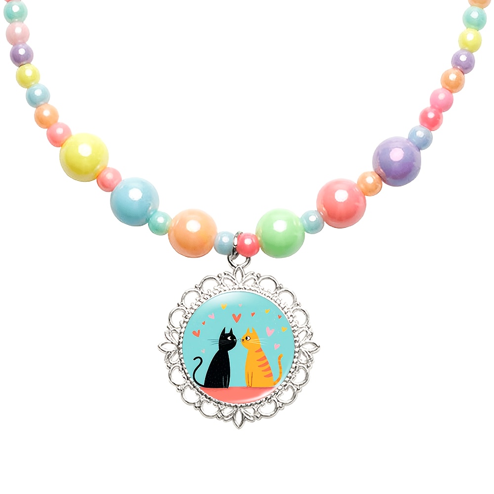 2pcs Cute Cat Necklace & Bracelet Set for Women